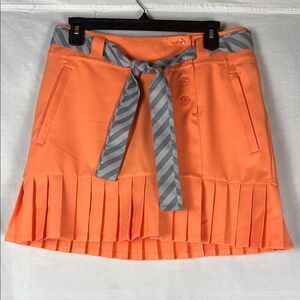 Nike Coral and Gray Golf Skort with Belt and Pleats